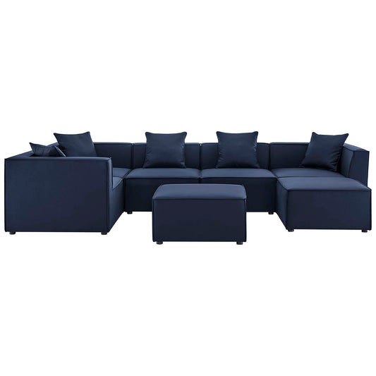 Merida 7-Piece Alfresco Upholstered Sectional, Navy