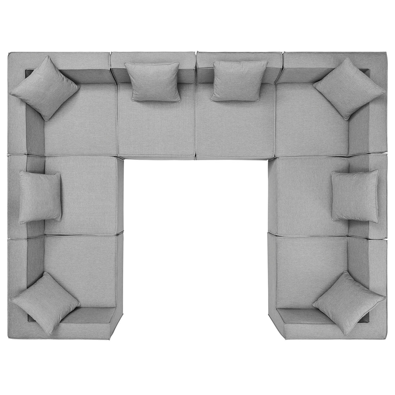 Merida 8-Piece Alfresco Upholstered U-Shaped Sectional, Gray