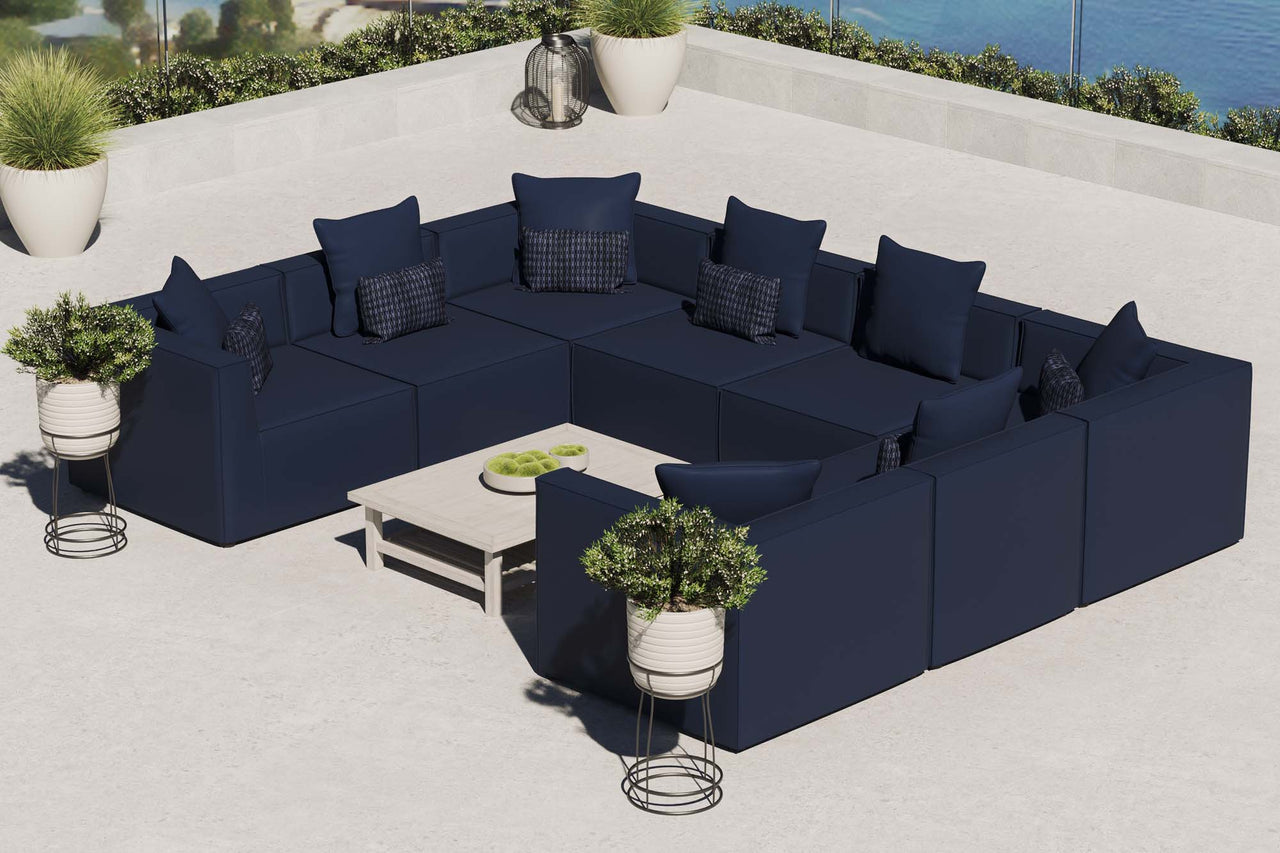 Merida 8-Piece Alfresco Upholstered U-Shaped Sectional, Navy