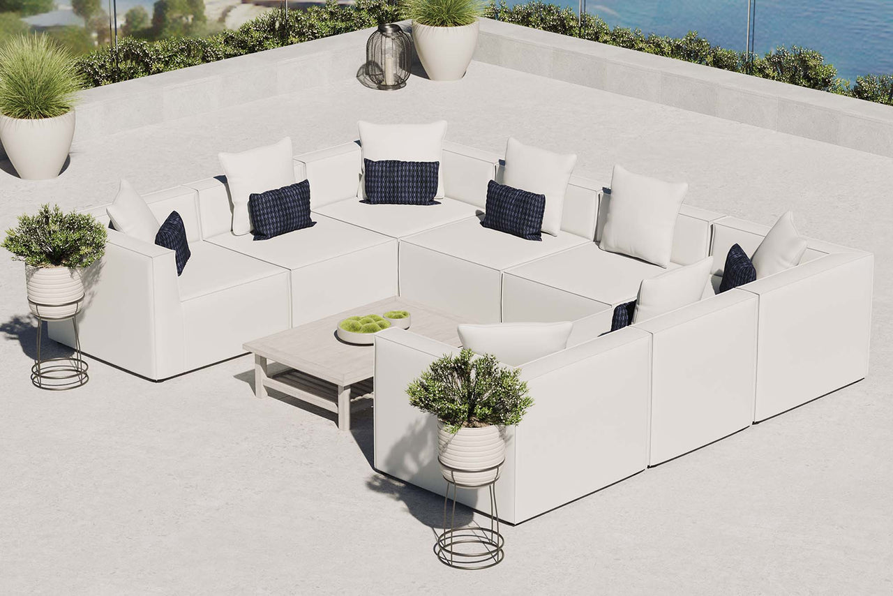Merida 8-Piece Alfresco Upholstered U-Shaped Sectional, White