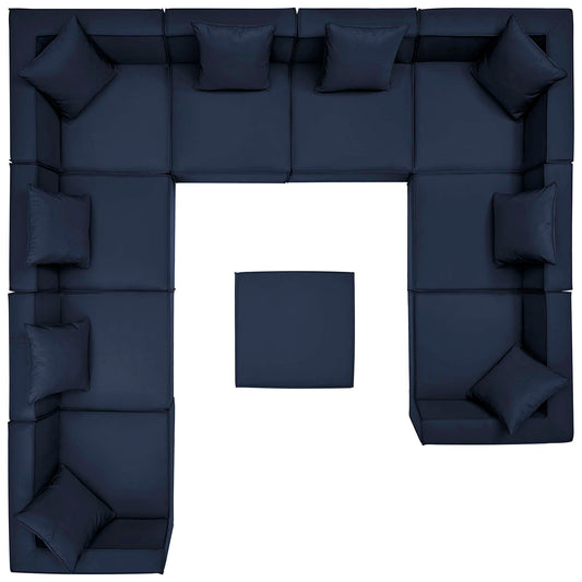 Saybrook 10-Piece Outdoor Patio Upholstered Sectional, Navy