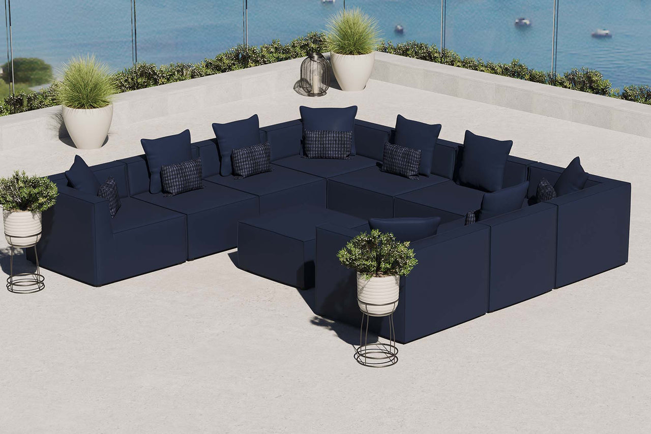 Merida 10-Piece Alfresco Upholstered Sectional, Navy