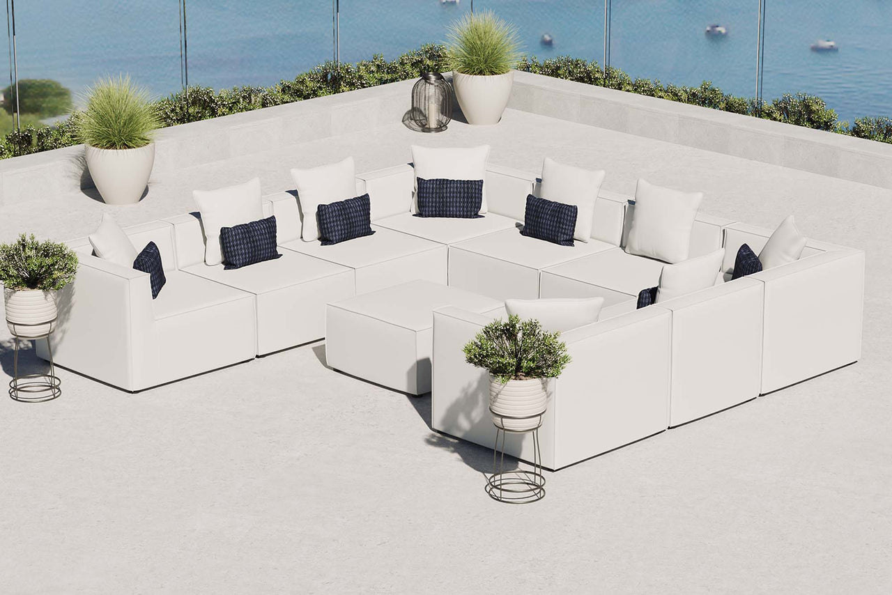 Merida 10-Piece Alfresco Upholstered Sectional, White