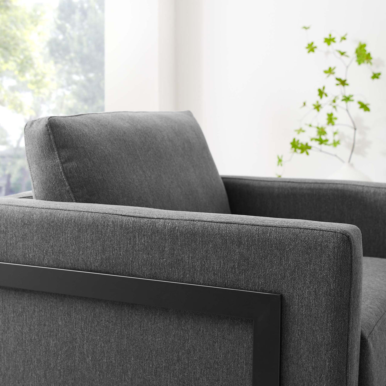 Parallel Fabric Armchair, Black & Charcoal