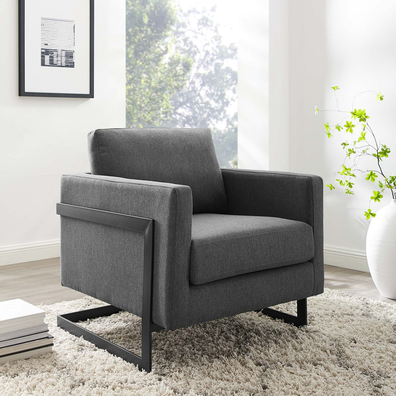 Parallel Fabric Armchair, Black & Charcoal