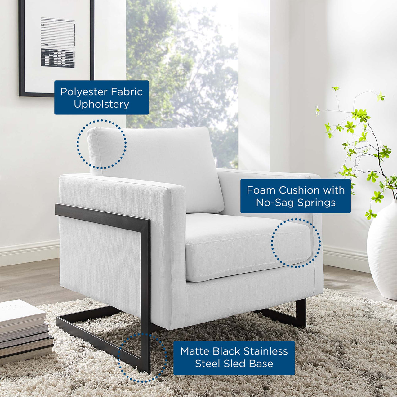 Parallel Fabric Armchair, Black & White