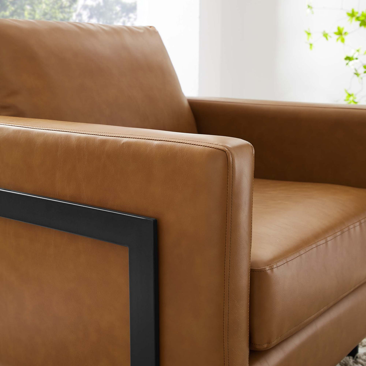 Parallel Eco-Leather Armchair, Black & Tan