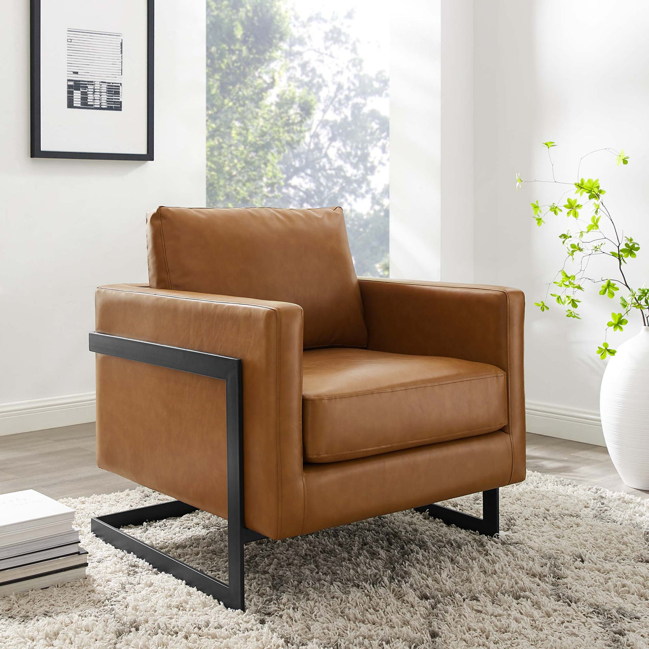 Parallel Eco-Leather Armchair, Black & Tan