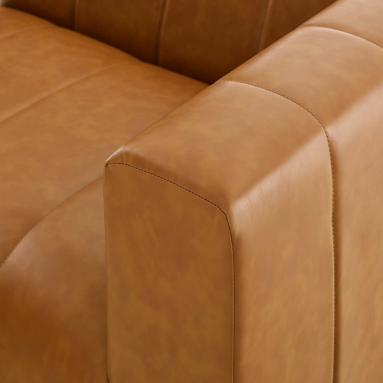 Barden Eco-Leather Right-Arm Chair | Modular Sectional Component, Tan