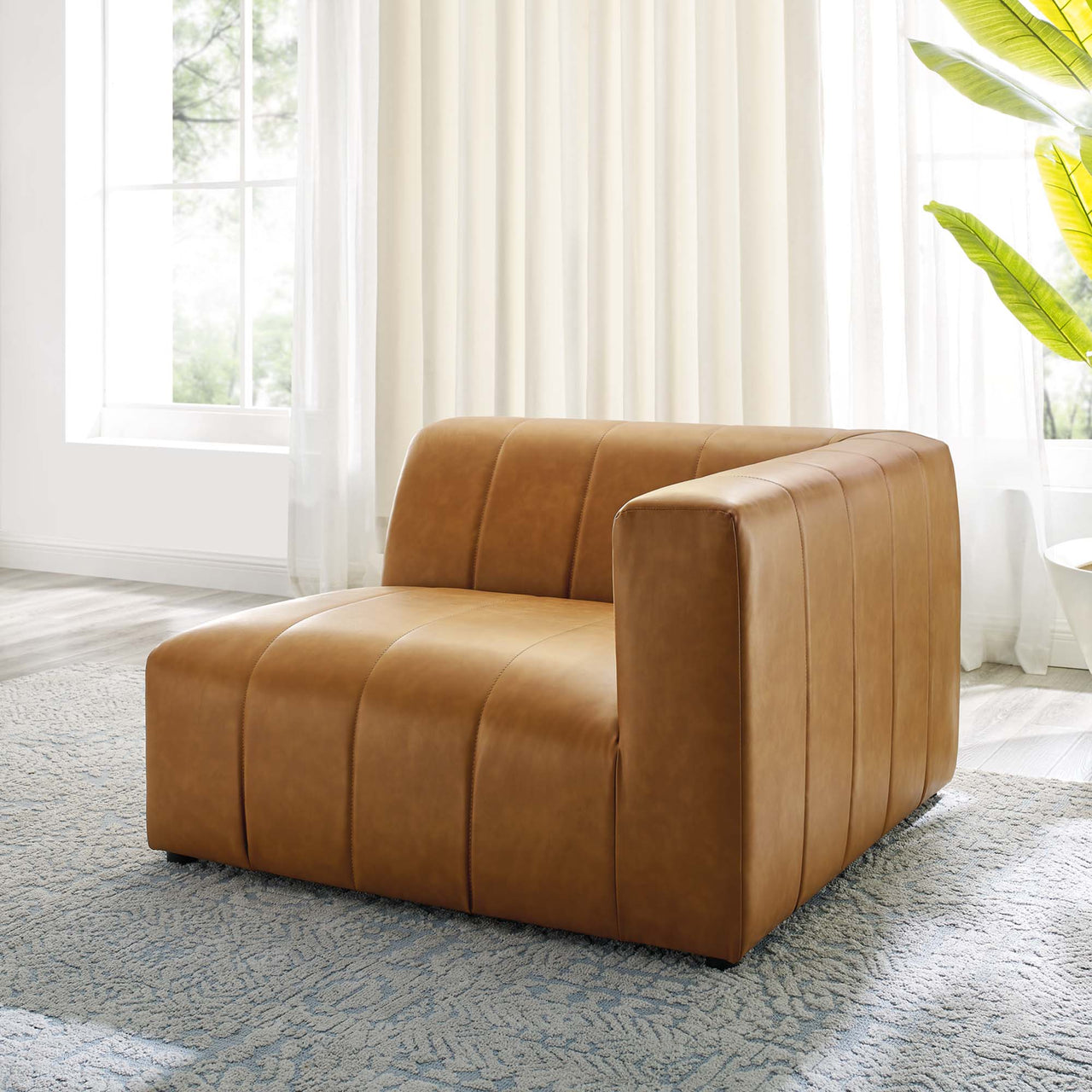 Barden Eco-Leather Right-Arm Chair | Modular Sectional Component, Tan