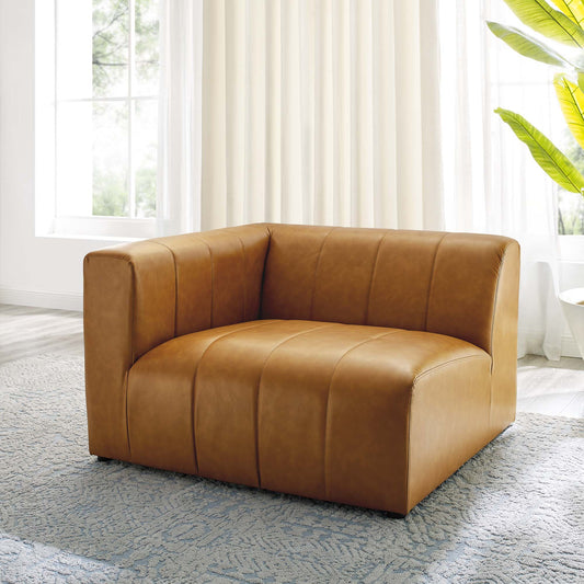 Barden Eco-Leather Left-Arm Chair | Modular Sectional Component, Tan