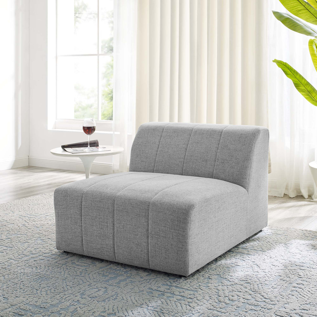 Barden Fabric Armless Chair | Modular Sectional Component, Light Gray