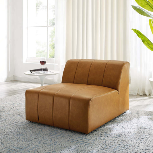 Barden Eco-Leather Armless Chair | Modular Sectional Component, Tan