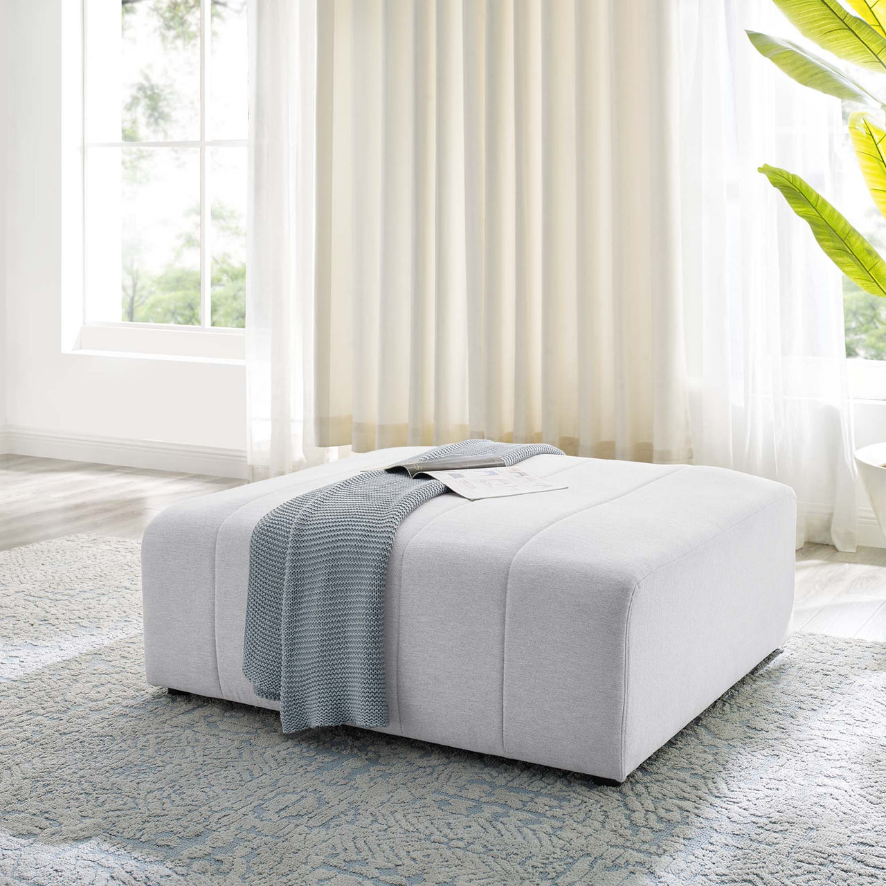 Barden Fabric Ottoman | Modular Sectional Component, Ivory