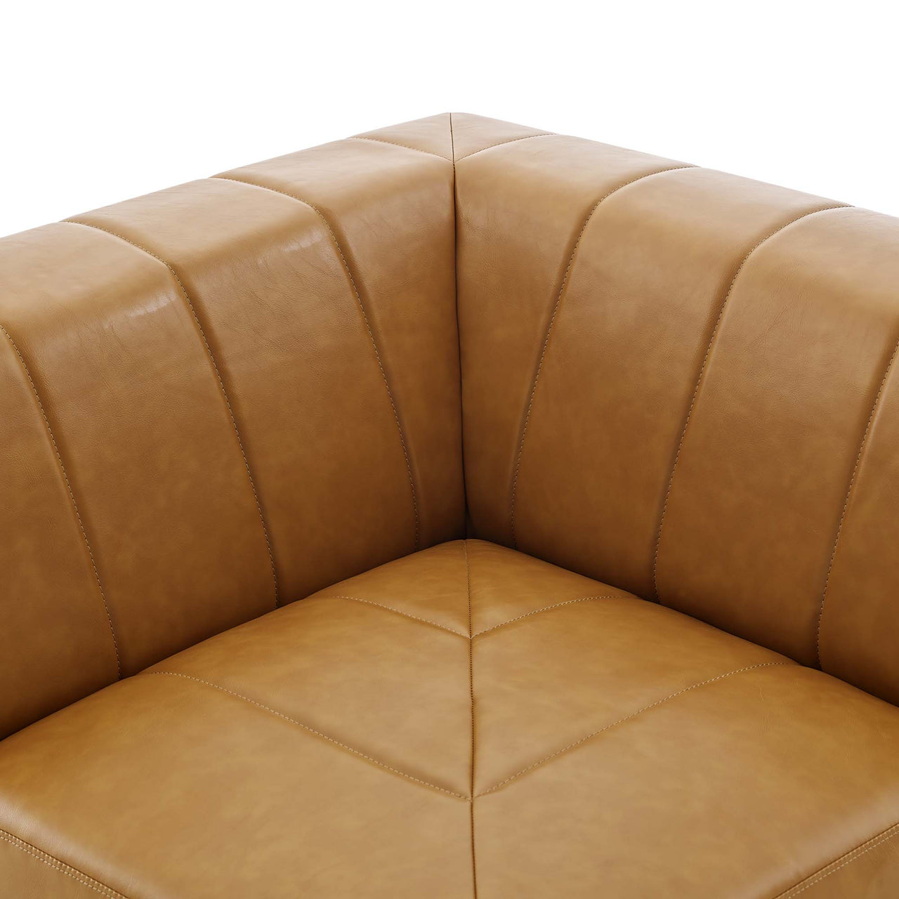 Barden Eco-Leather Corner Chair | Modular Sectional Component, Tan