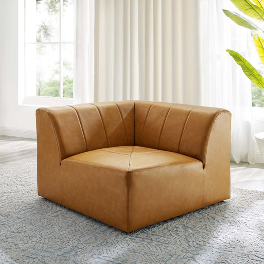 Barden Eco-Leather Corner Chair | Modular Sectional Component, Tan