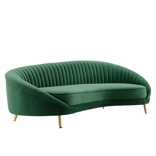 Vauxlyn Upholstered Velvet Sofa, Emerald