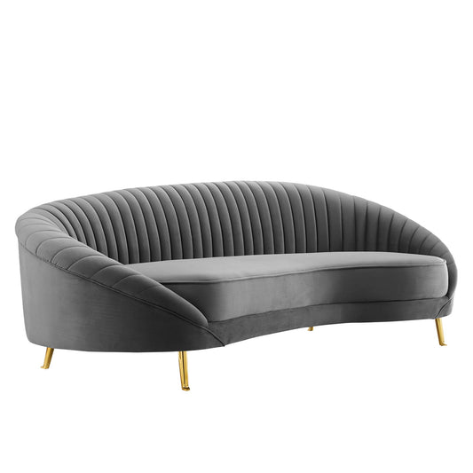 Vauxlyn Upholstered Velvet Sofa, Gray