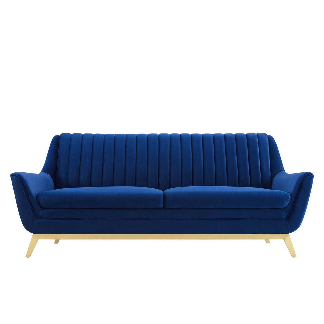 Dwellin Upholstered Velvet Sofa, Navy