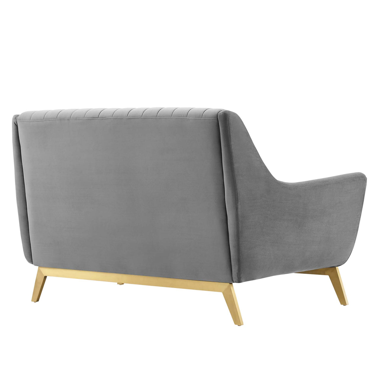 Dwellin Upholstered Velvet Loveseat, Gray