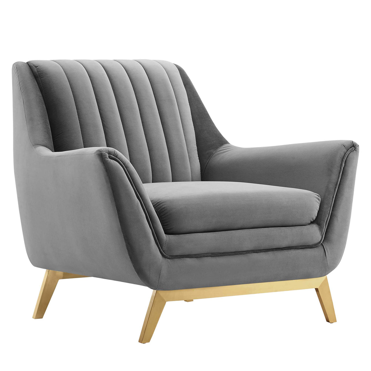 Dwellin Upholstered Velvet Armchair, Gray