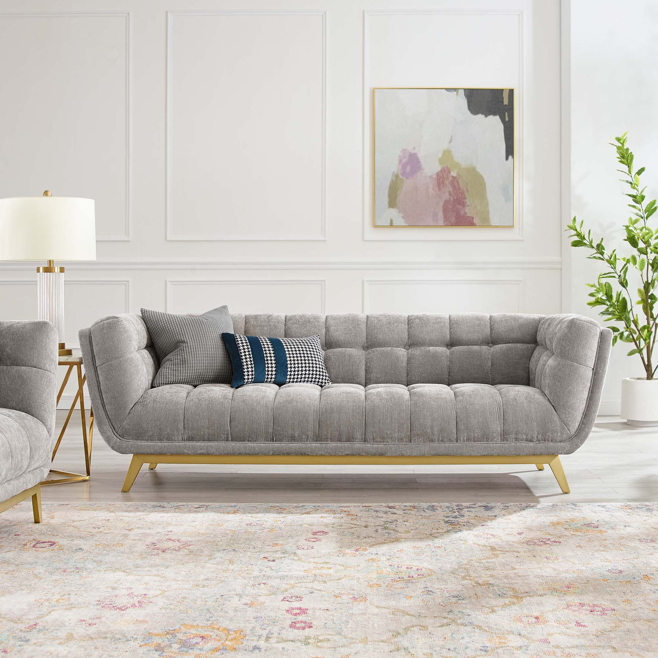 Caress Crushed Velvet Sofa, Light Gray