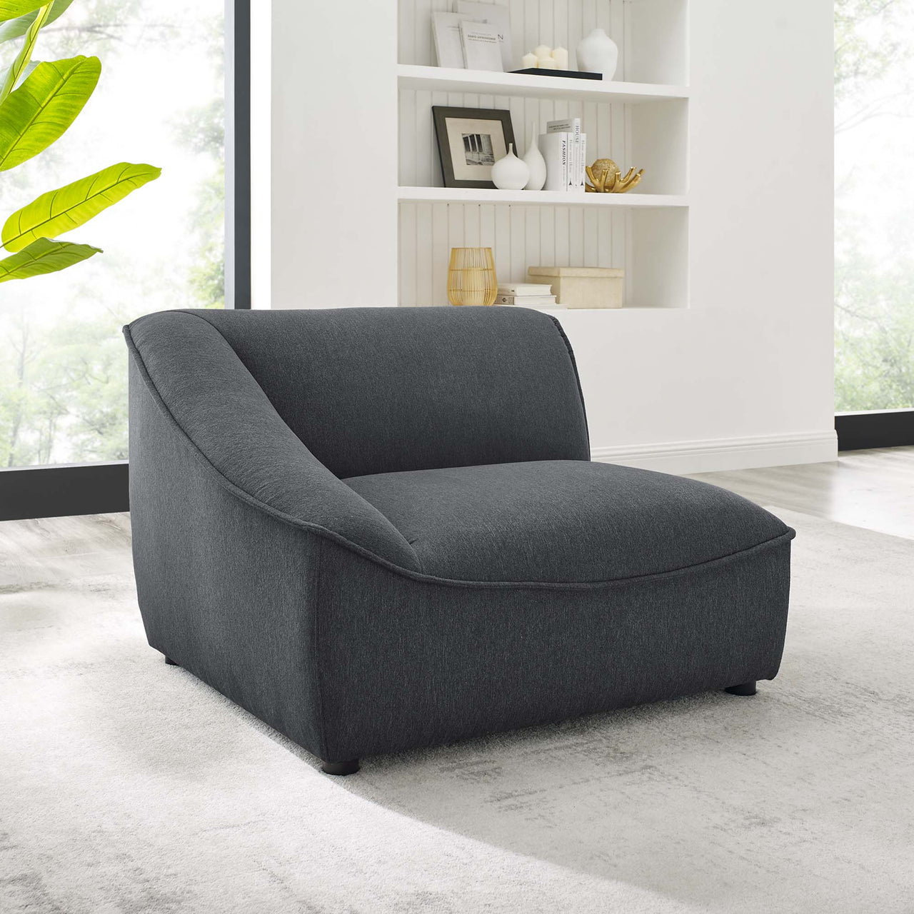 Rise Left-Arm Chair | Modular Sectional Component, Charcoal