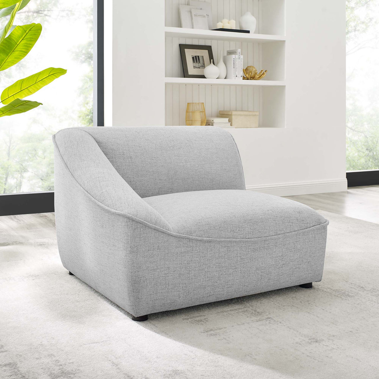 Rise Left-Arm Chair | Modular Sectional Component, Light Gray