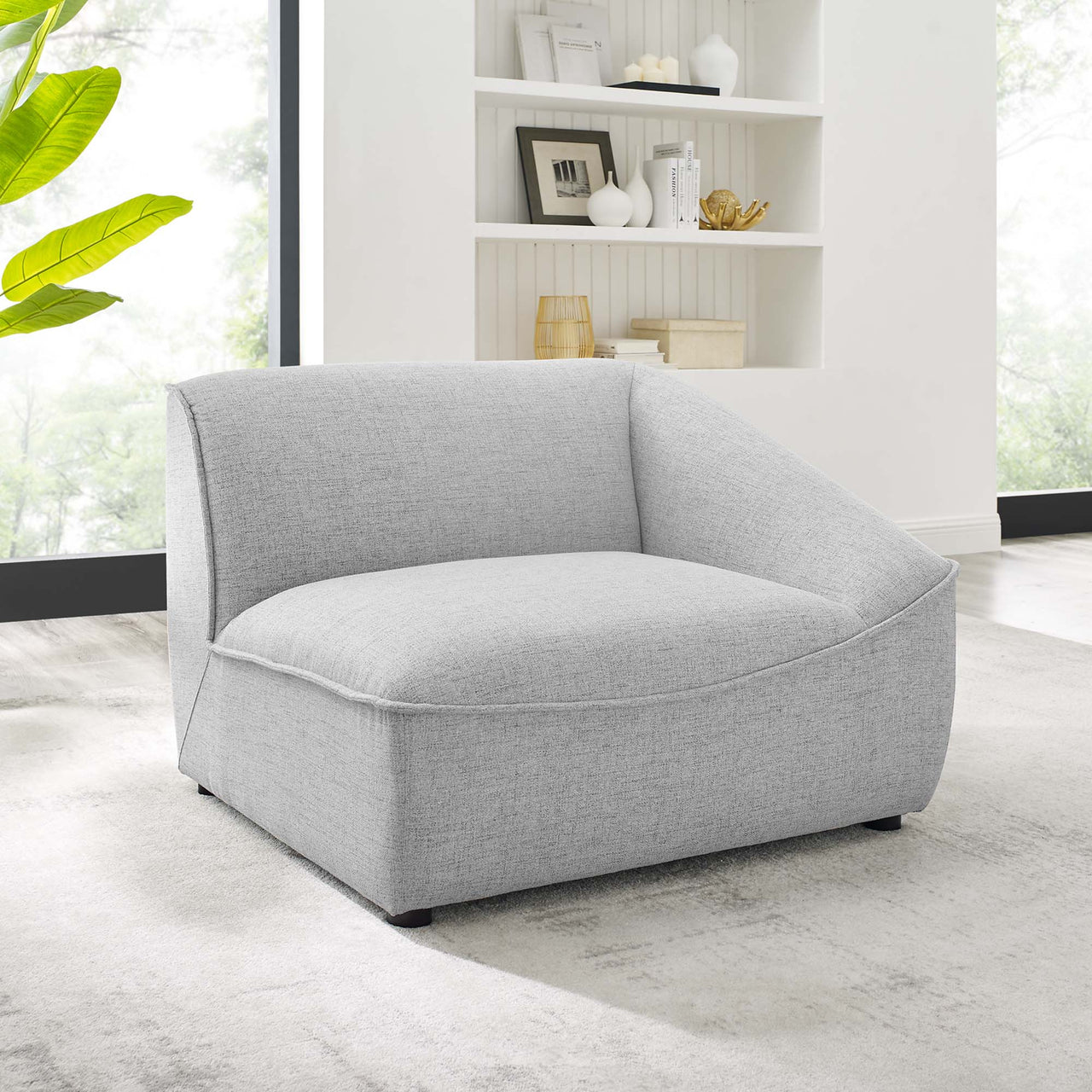 Rise Right-Arm Chair | Modular Sectional Component, Light Gray