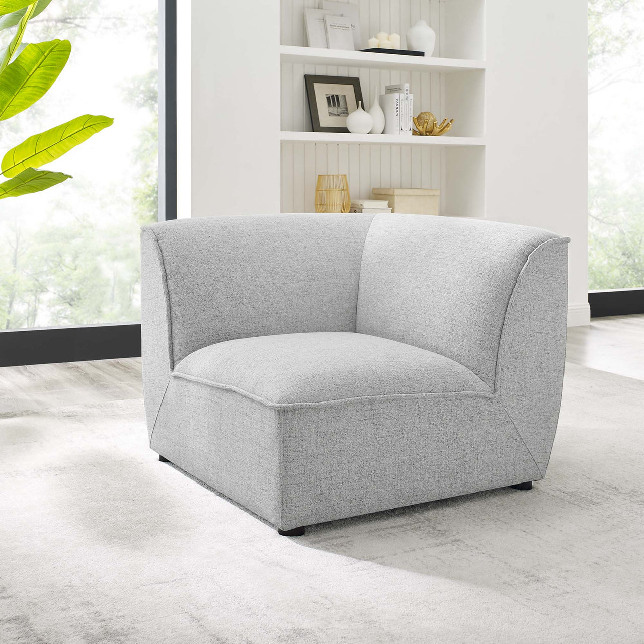 Rise Corner Chair | Modular Sectional Component, Light Gray
