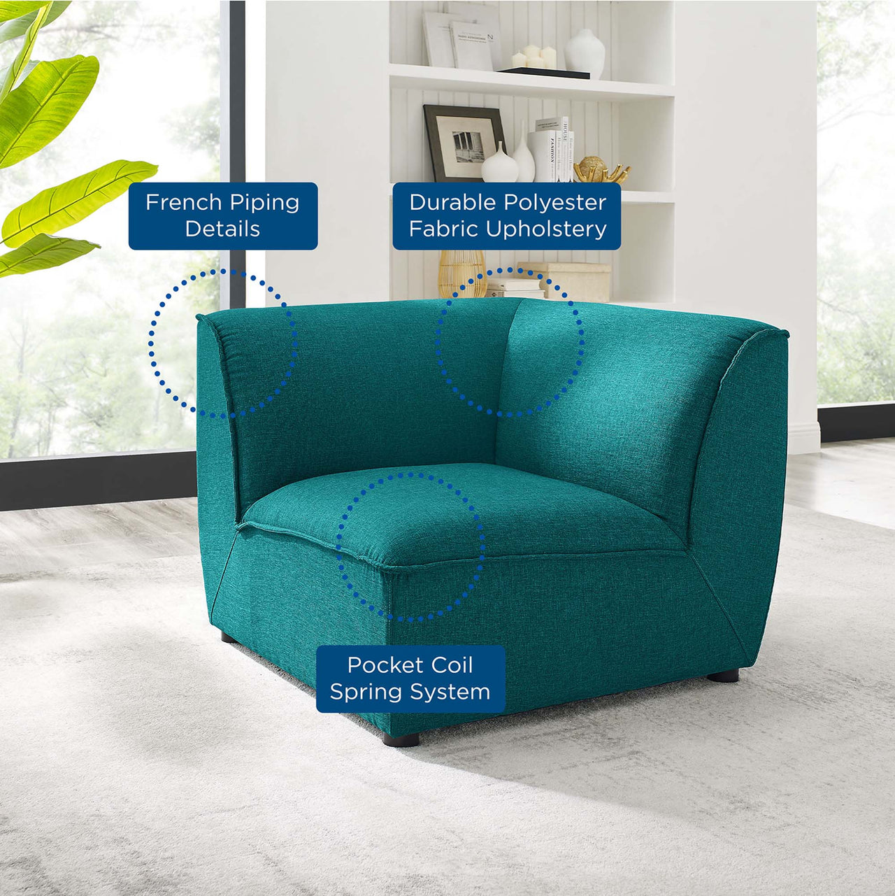 Rise Corner Chair | Modular Sectional Component, Teal