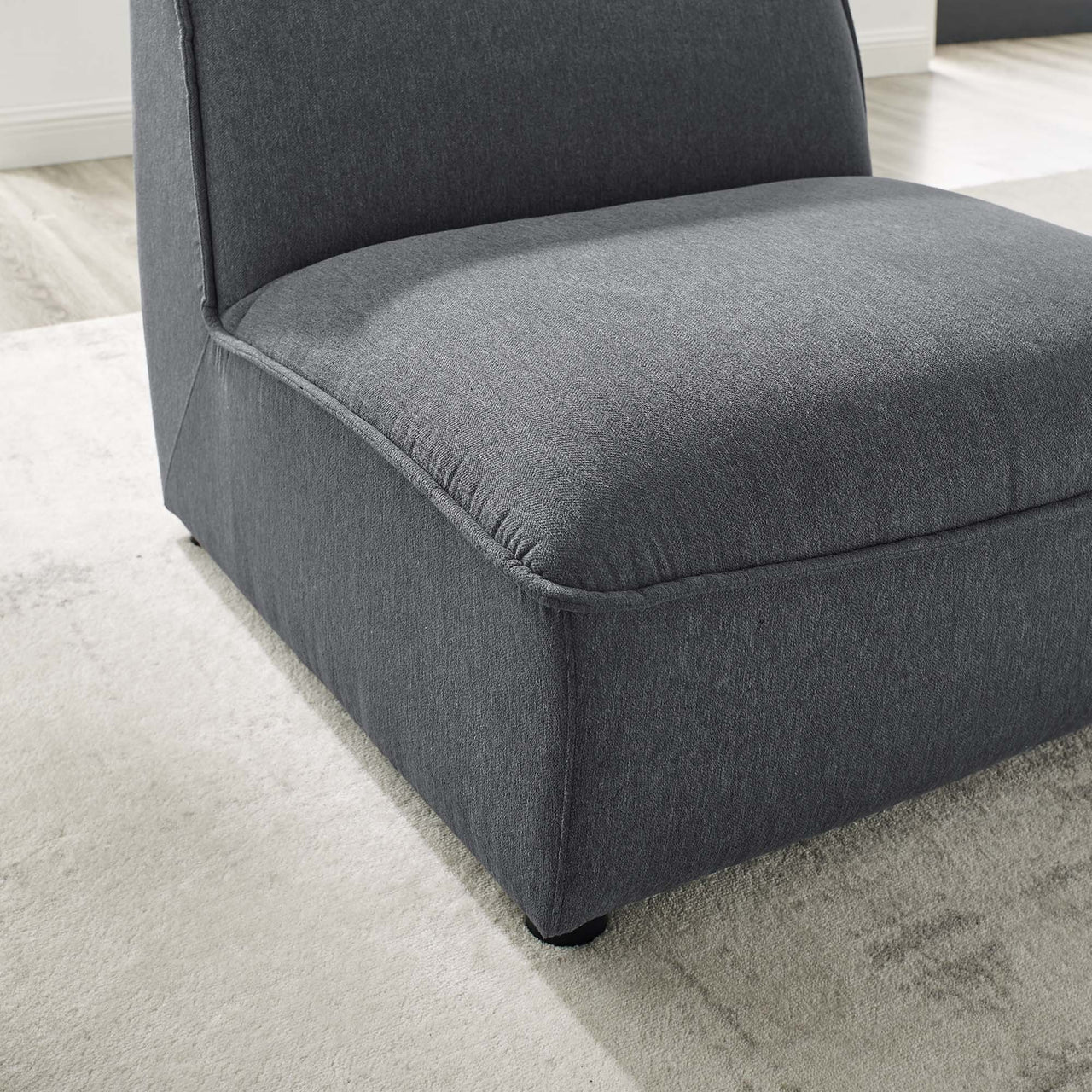 Rise Armless Chair| Modular Sectional Component, Charcoal