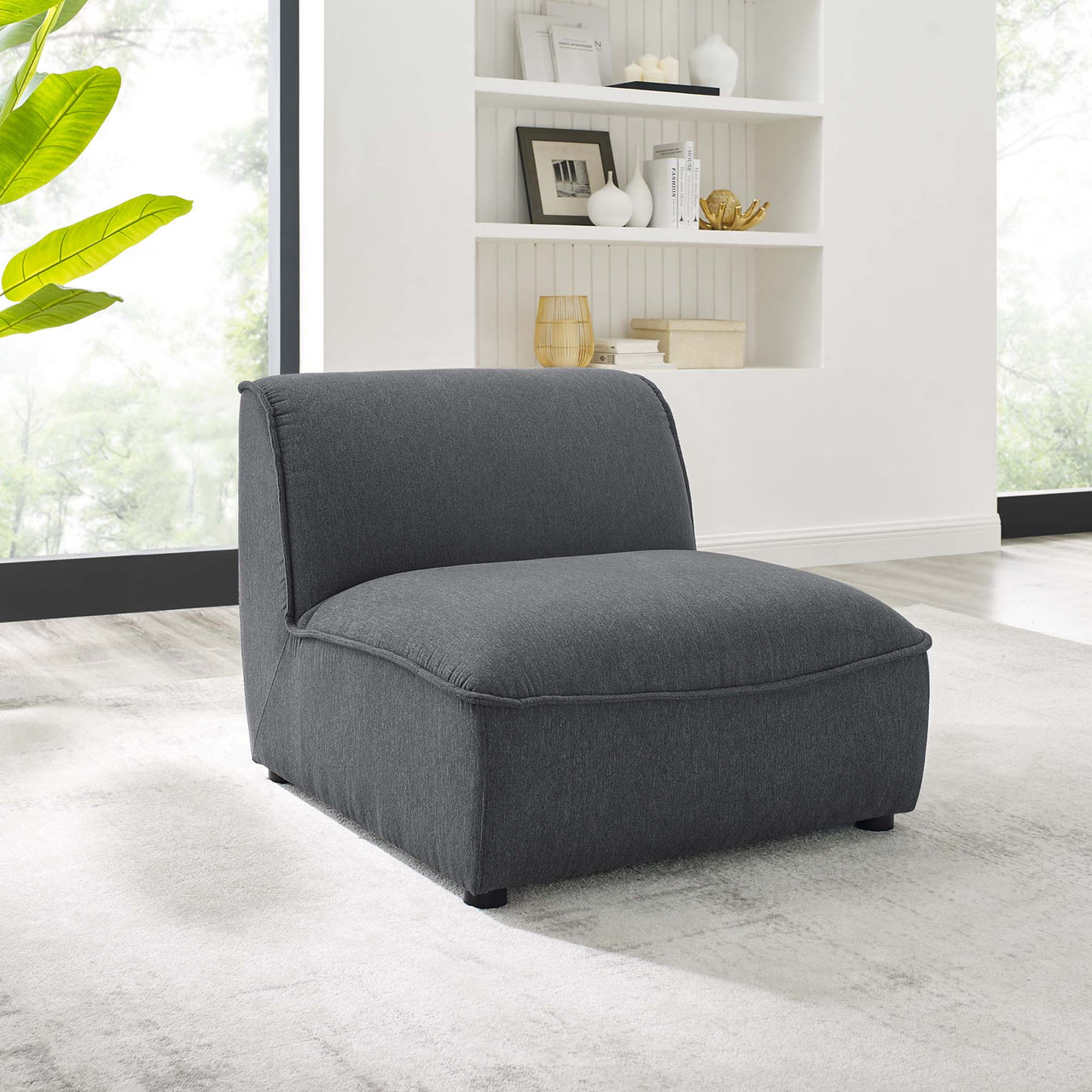 Rise Armless Chair| Modular Sectional Component, Charcoal