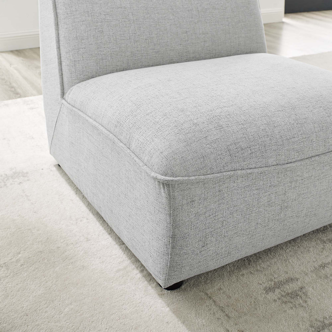 Rise Armless Chair| Modular Sectional Component, Light Gray