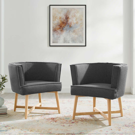 Haltrix Fabric Accent Chair Set of 2, Gray