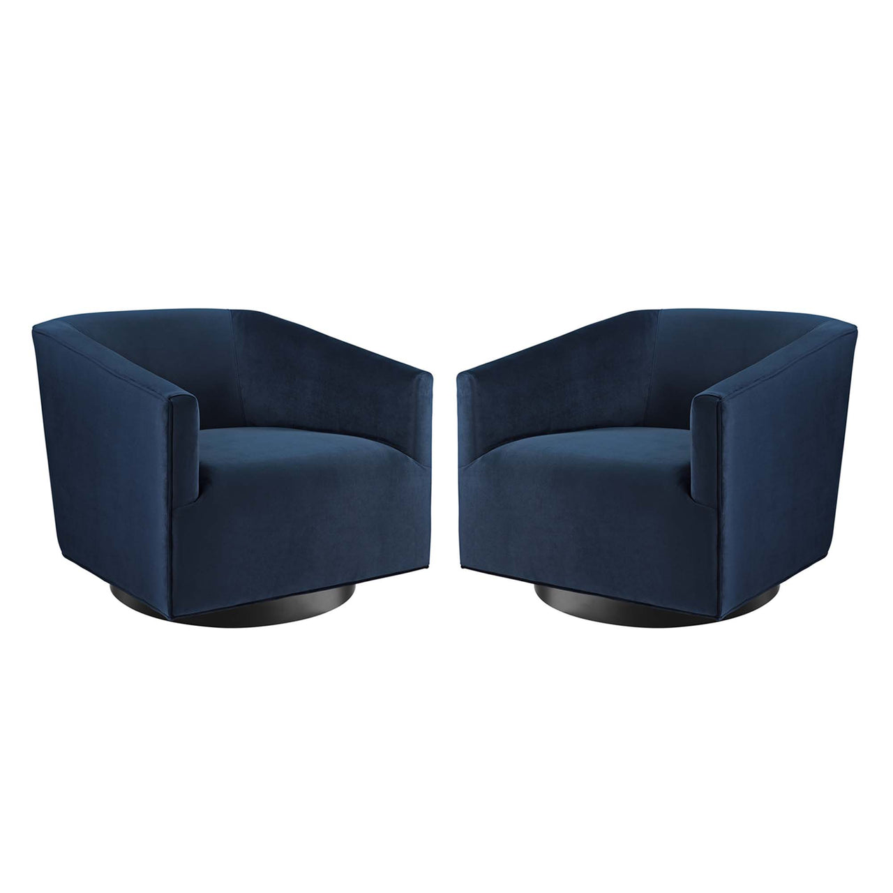 Windsor Upholstered Velvet Swivel Chair Set of 2, Dark Blue