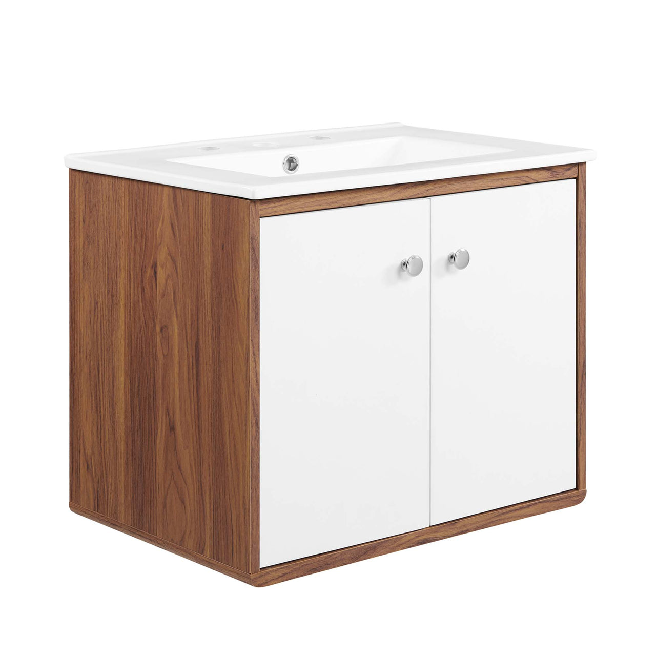 Erisen Floating Vanity Unit, Small, Walnut & White