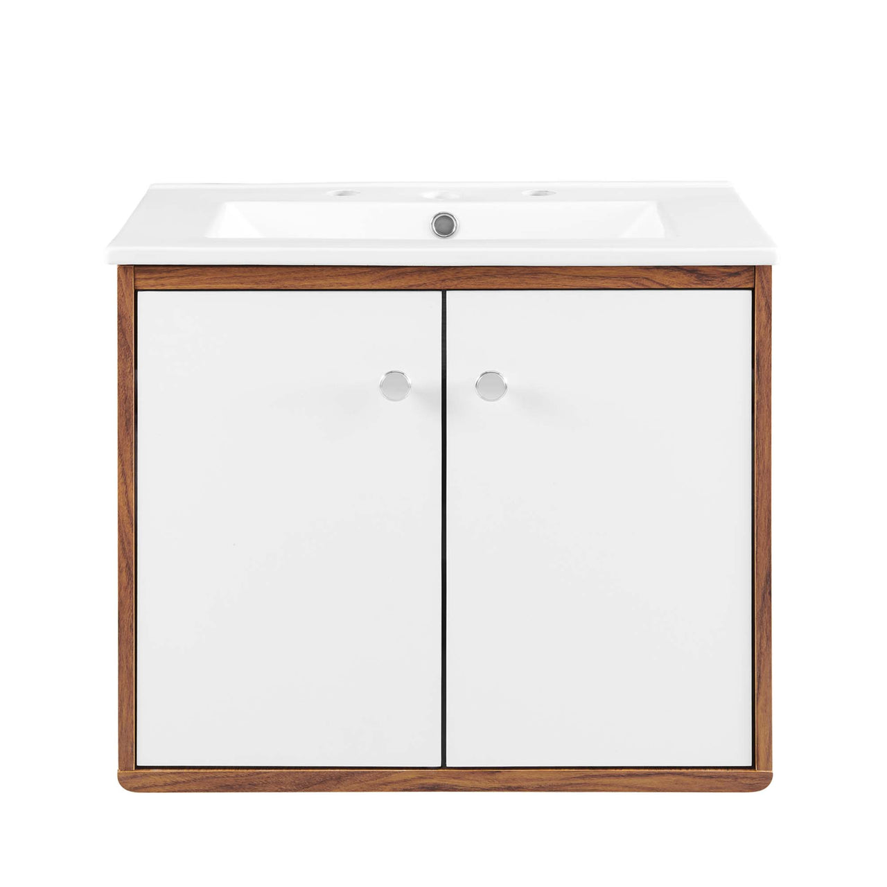 Erisen Floating Vanity Unit, Small, Walnut & White