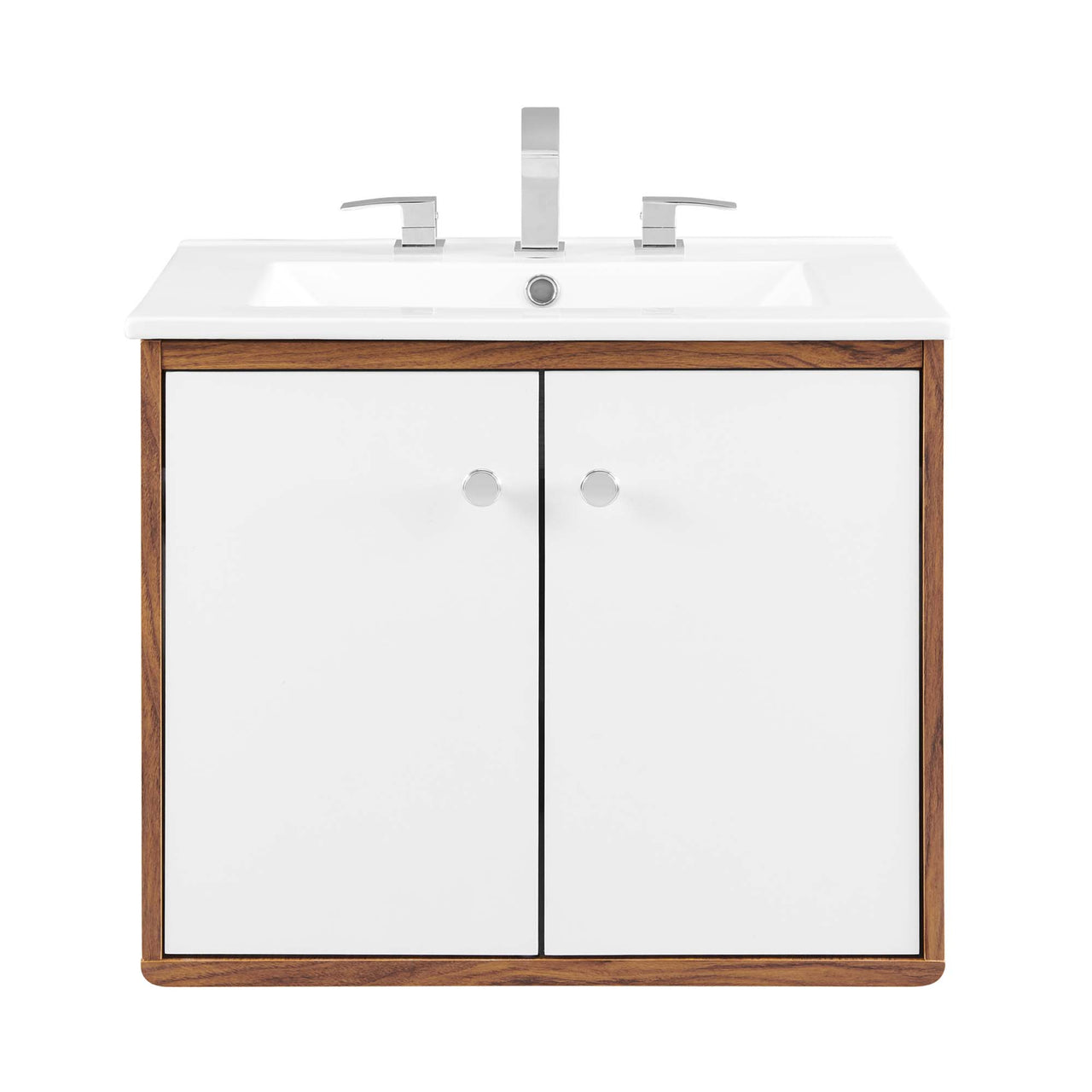 Erisen Floating Vanity Unit, Small, Walnut & White