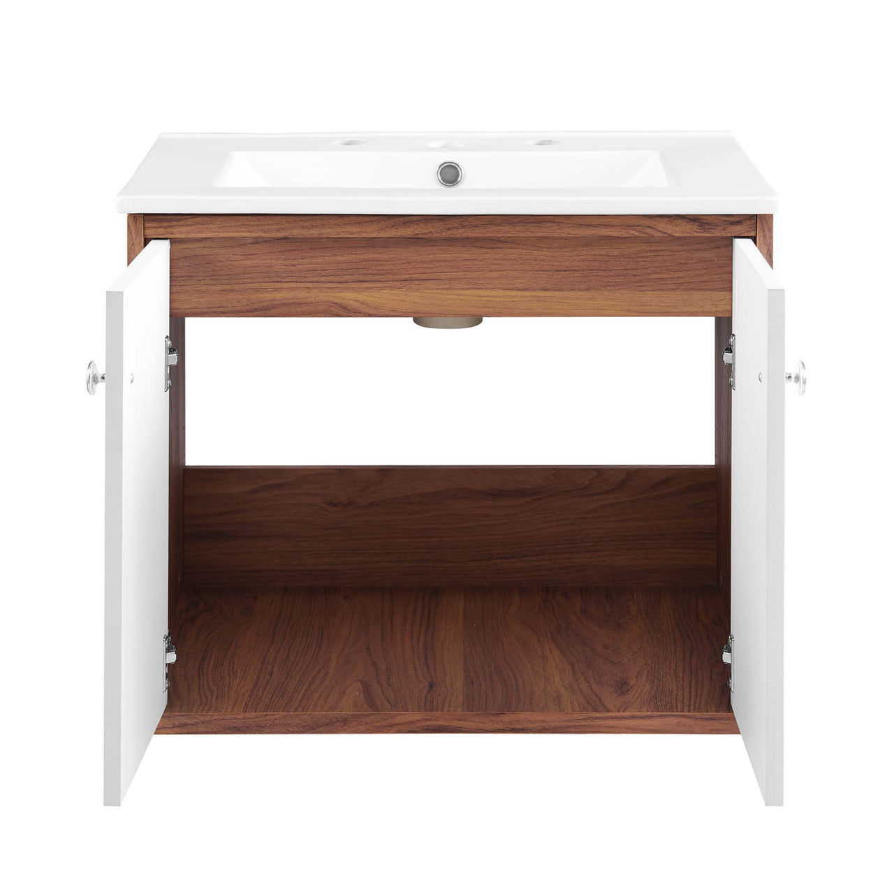 Erisen Floating Vanity Unit, Small, Walnut & White