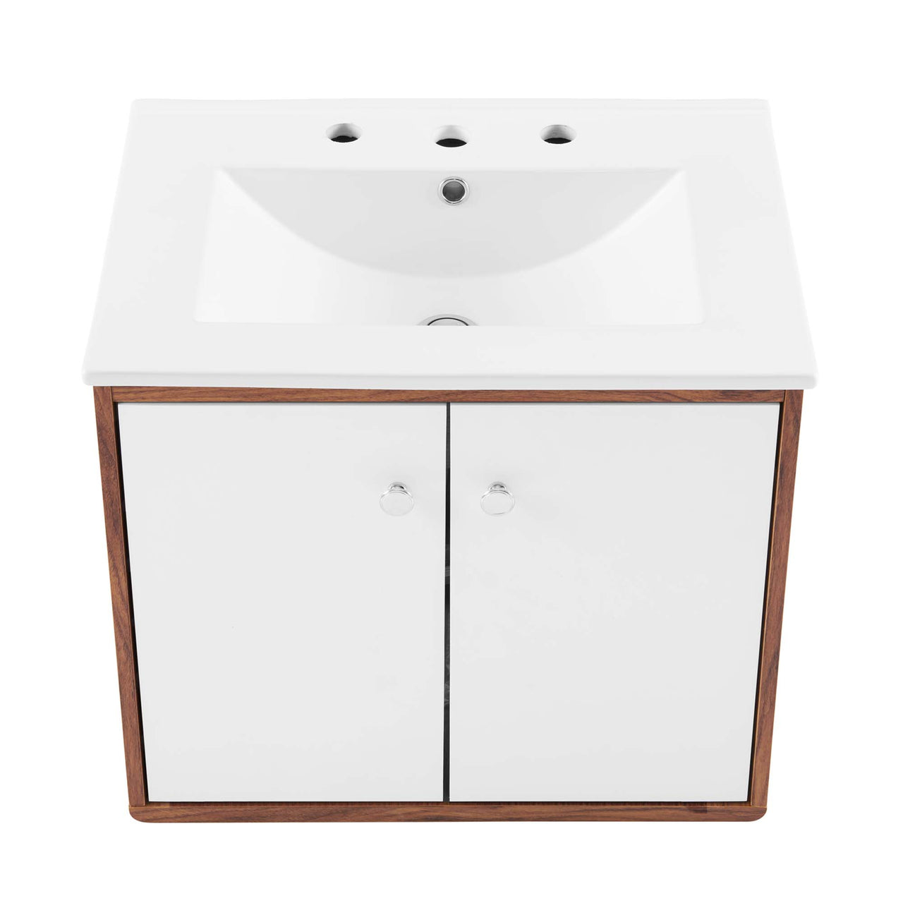 Erisen Floating Vanity Unit, Small, Walnut & White