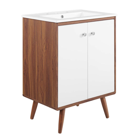 Erisen Vanity Unit, Small, Walnut & White