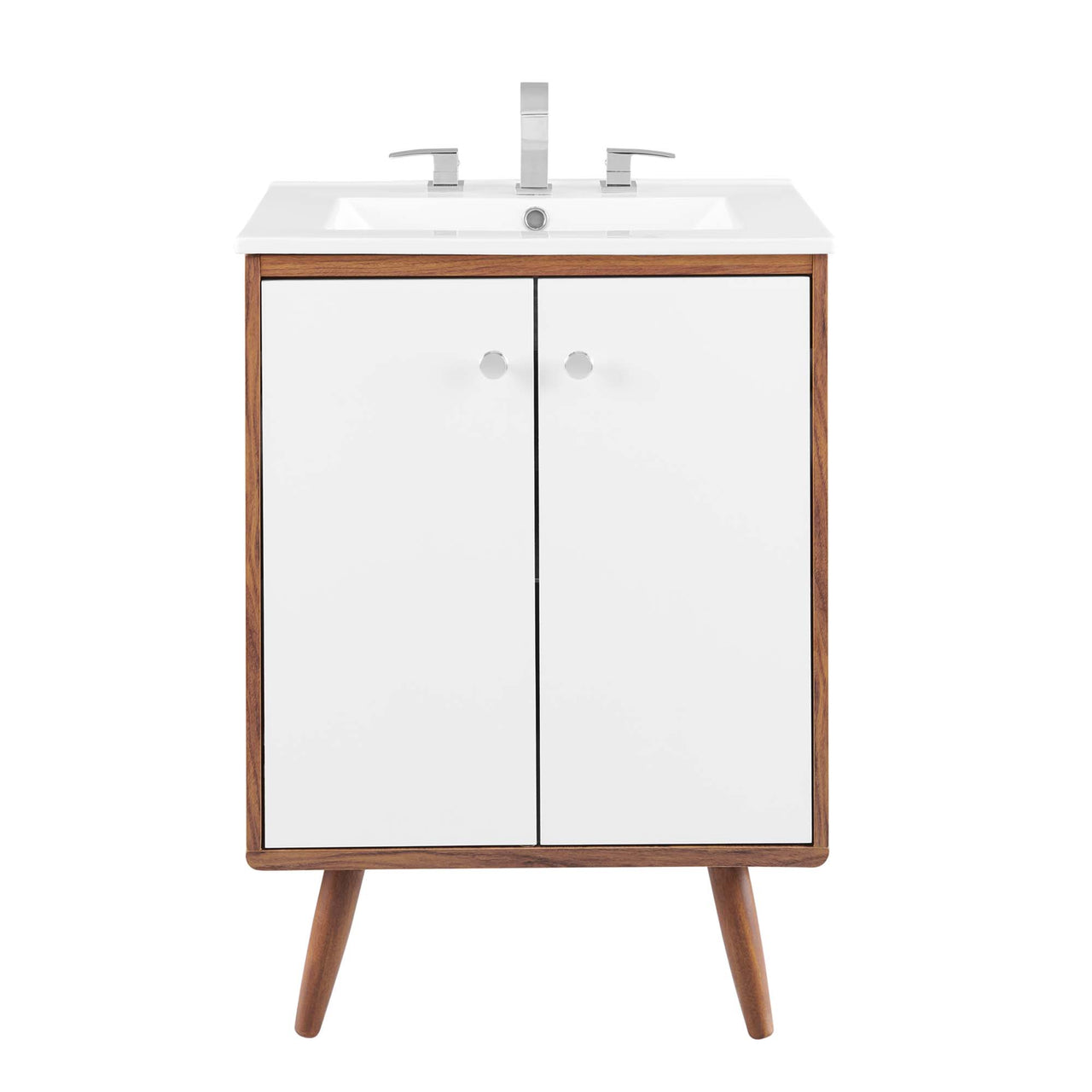 Erisen Vanity Unit, Small, Walnut & White