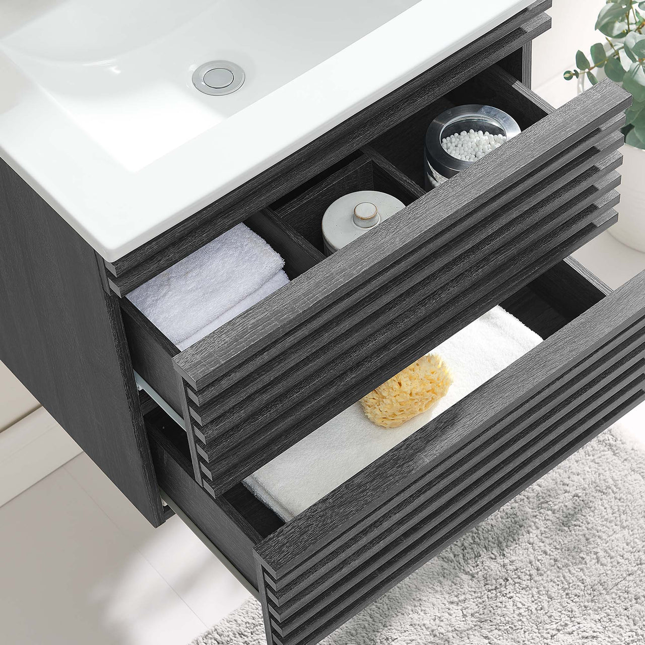 Ventra Floating Vanity Unit, Small, Charcoal & White