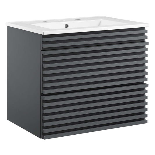 Ventra Floating Vanity Unit, Small, Gray & White