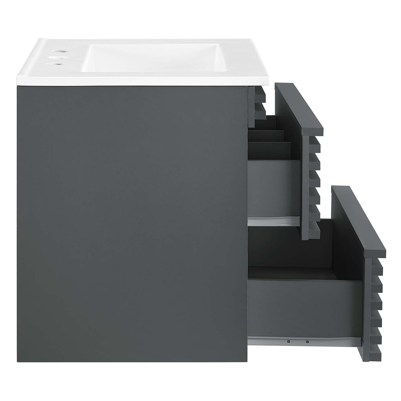 Ventra Floating Vanity Unit, Small, Gray & White