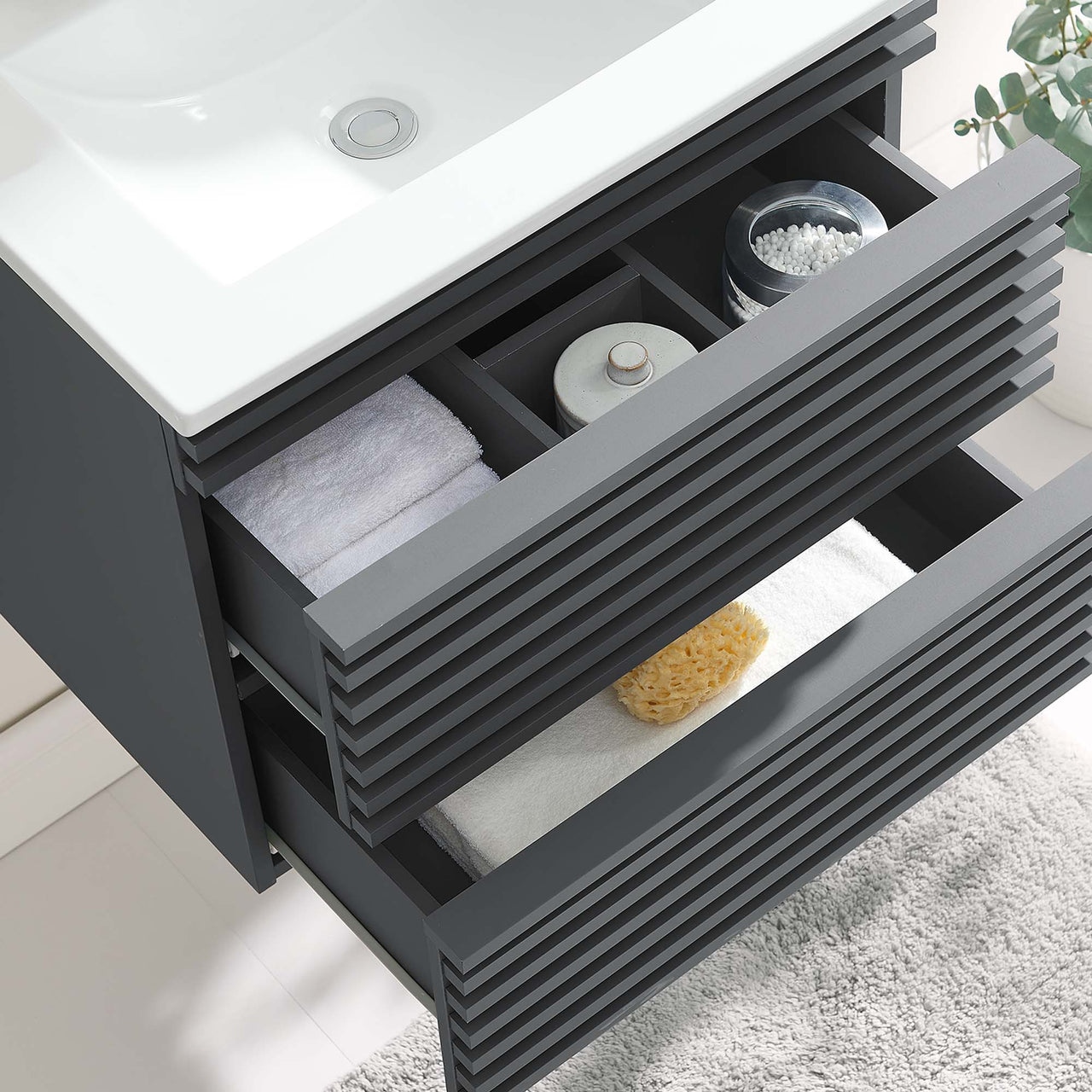 Ventra Floating Vanity Unit, Small, Gray & White