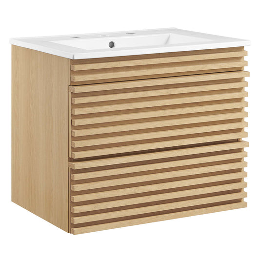 Ventra Floating Vanity Unit, Small, Oak & White