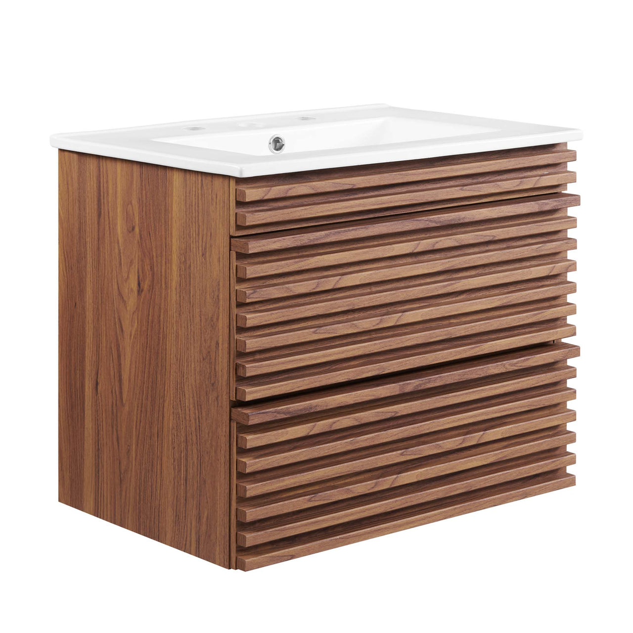Ventra Floating Vanity Unit, Small, Walnut & White