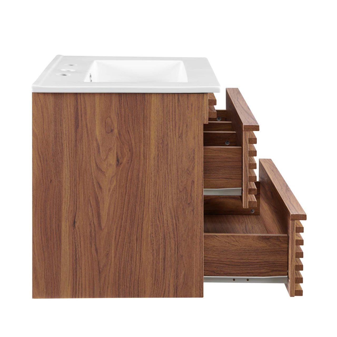 Ventra Floating Vanity Unit, Small, Walnut & White
